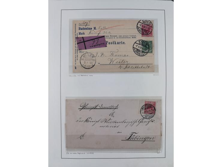 1890/1900, Krone/Adler, ca. 60 Briefe, Karten und Ganzsachen mit interessanten Stempeln, Frankaturen und Destinationen, dabei