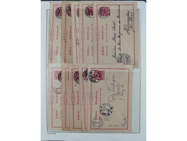 1890/1900, Krone/Adler, ca. 60 Briefe, Karten und Ganzsachen mit interessanten Stempeln, Frankaturen und Destinationen, dabei