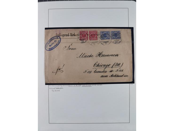 1890/1900, Krone/Adler, ca. 60 Briefe, Karten und Ganzsachen mit interessanten Stempeln, Frankaturen und Destinationen, dabei