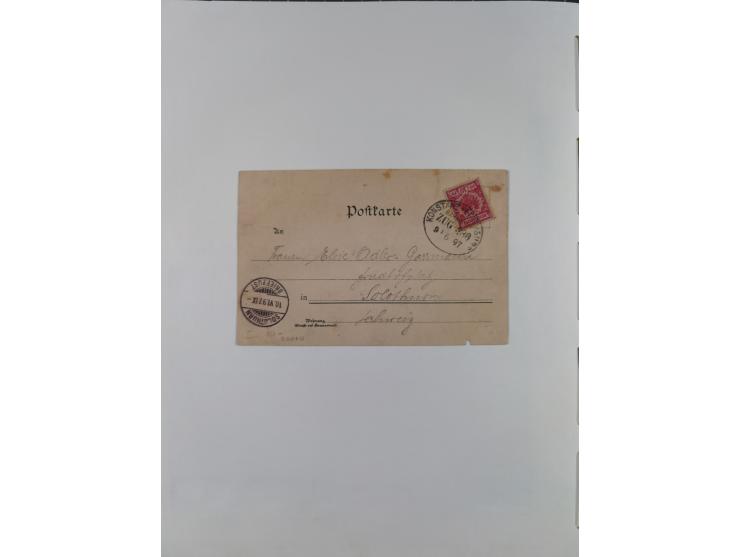 1890/1900, Krone/Adler, ca. 60 Briefe, Karten und Ganzsachen mit interessanten Stempeln, Frankaturen und Destinationen, dabei