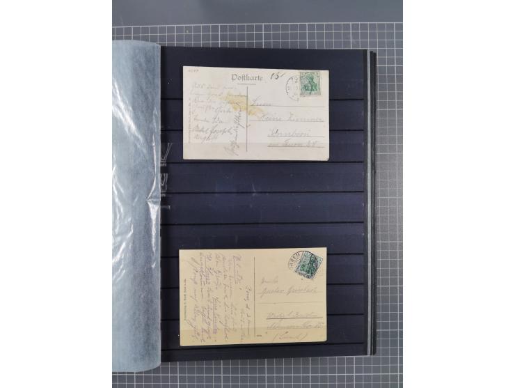 1900/22, fast 60 Briefe und Karten mit Germania-Frankaturen inkl. Aufdruckausgaben der Abstimmungesgebiete, dabei R-Briefe, i