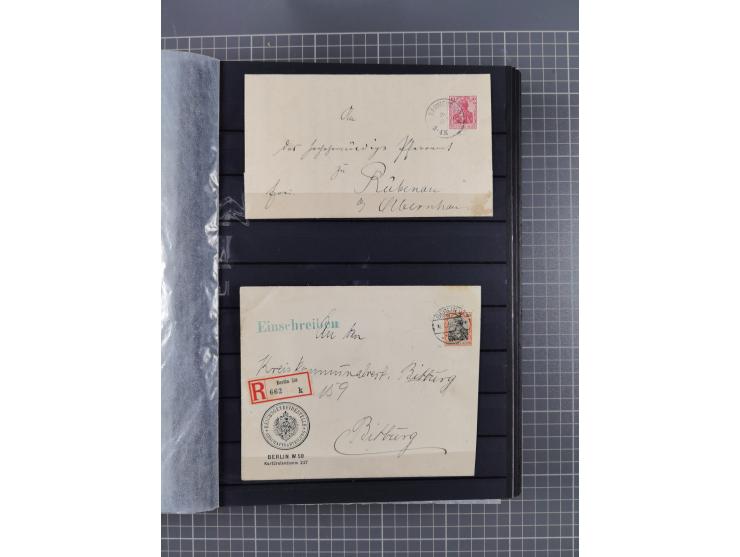 1900/22, fast 60 Briefe und Karten mit Germania-Frankaturen inkl. Aufdruckausgaben der Abstimmungesgebiete, dabei R-Briefe, i