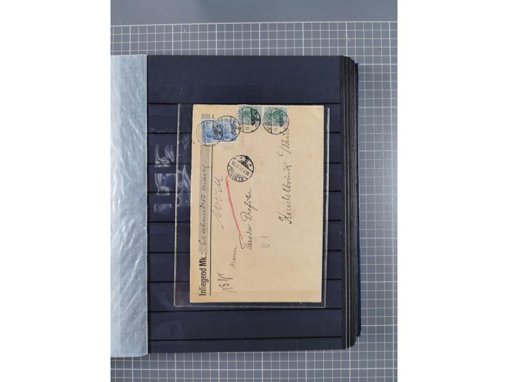 1900/22, fast 60 Briefe und Karten mit Germania-Frankaturen inkl. Aufdruckausgaben der Abstimmungesgebiete, dabei R-Briefe, i