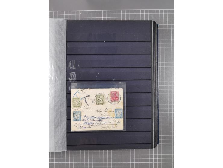 1900/22, fast 60 Briefe und Karten mit Germania-Frankaturen inkl. Aufdruckausgaben der Abstimmungesgebiete, dabei R-Briefe, i