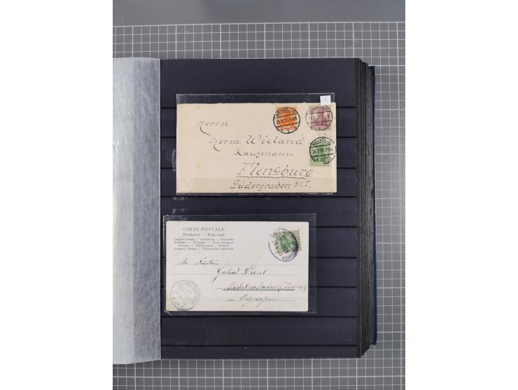 1900/22, fast 60 Briefe und Karten mit Germania-Frankaturen inkl. Aufdruckausgaben der Abstimmungesgebiete, dabei R-Briefe, i