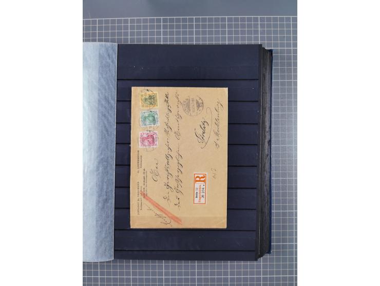 1900/22, fast 60 Briefe und Karten mit Germania-Frankaturen inkl. Aufdruckausgaben der Abstimmungesgebiete, dabei R-Briefe, i