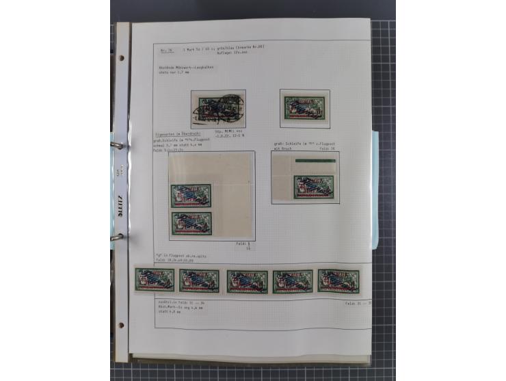 1922/23, interessante, ungebraucht/postfrische und gestempelte Spezial-Sammlung ex Mi.-Nr. 73-181 mit Einheiten, Randstücken,