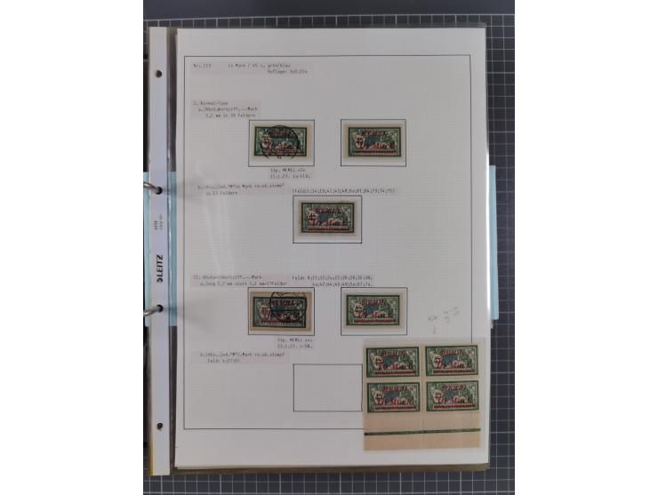 1922/23, interessante, ungebraucht/postfrische und gestempelte Spezial-Sammlung ex Mi.-Nr. 73-181 mit Einheiten, Randstücken,