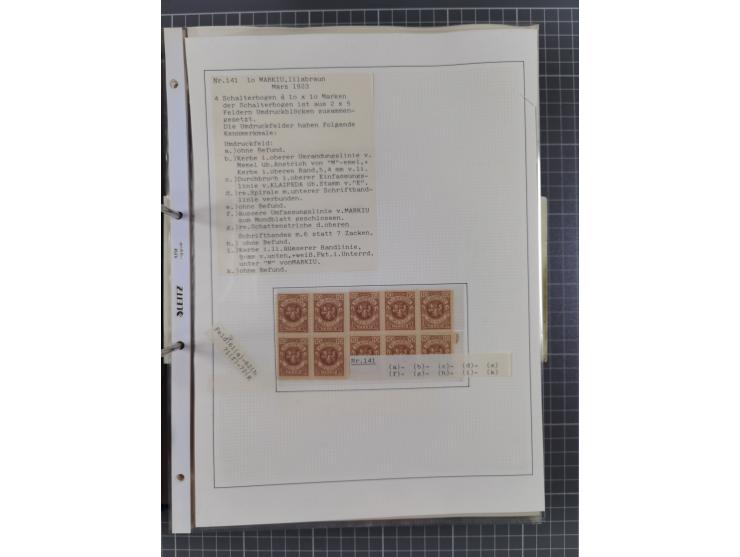 1922/23, interessante, ungebraucht/postfrische und gestempelte Spezial-Sammlung ex Mi.-Nr. 73-181 mit Einheiten, Randstücken,