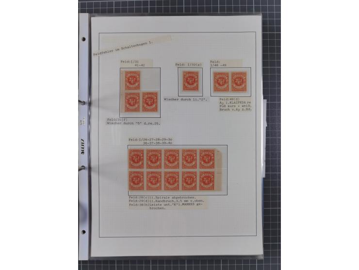 1922/23, interessante, ungebraucht/postfrische und gestempelte Spezial-Sammlung ex Mi.-Nr. 73-181 mit Einheiten, Randstücken,