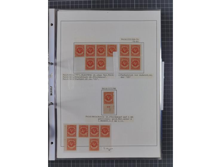 1922/23, interessante, ungebraucht/postfrische und gestempelte Spezial-Sammlung ex Mi.-Nr. 73-181 mit Einheiten, Randstücken,