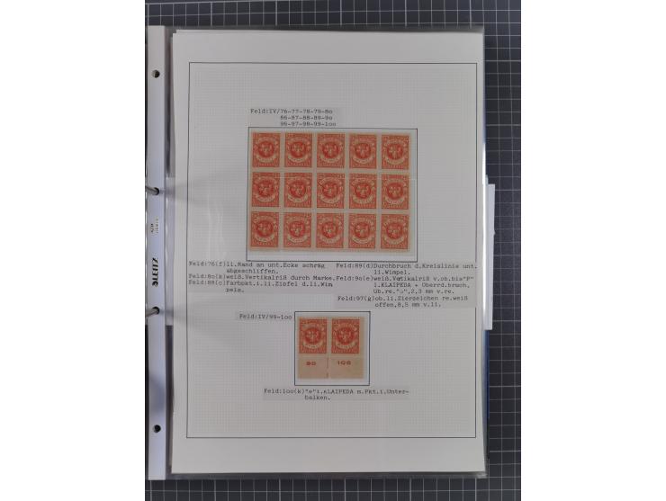 1922/23, interessante, ungebraucht/postfrische und gestempelte Spezial-Sammlung ex Mi.-Nr. 73-181 mit Einheiten, Randstücken,