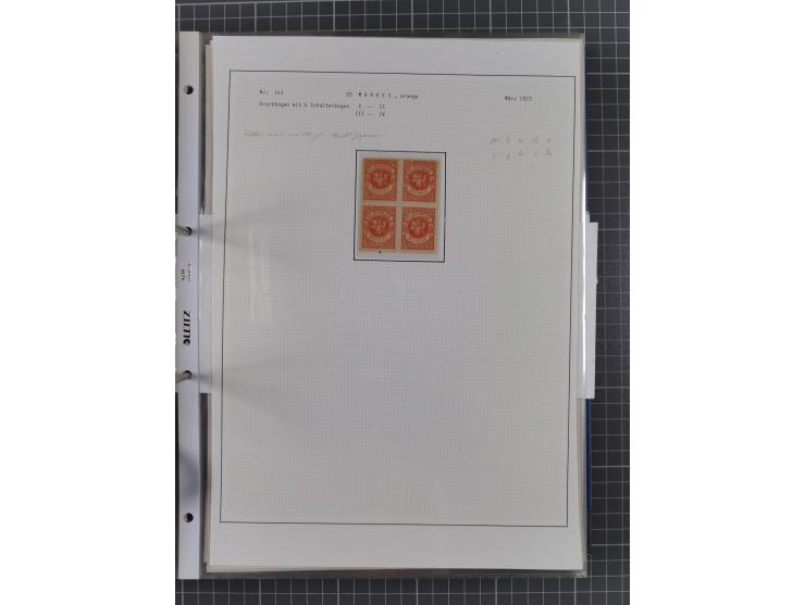 1922/23, interessante, ungebraucht/postfrische und gestempelte Spezial-Sammlung ex Mi.-Nr. 73-181 mit Einheiten, Randstücken,