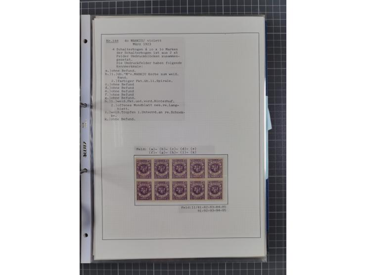 1922/23, interessante, ungebraucht/postfrische und gestempelte Spezial-Sammlung ex Mi.-Nr. 73-181 mit Einheiten, Randstücken,