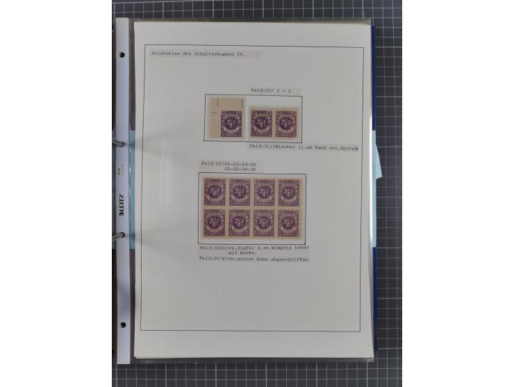 1922/23, interessante, ungebraucht/postfrische und gestempelte Spezial-Sammlung ex Mi.-Nr. 73-181 mit Einheiten, Randstücken,