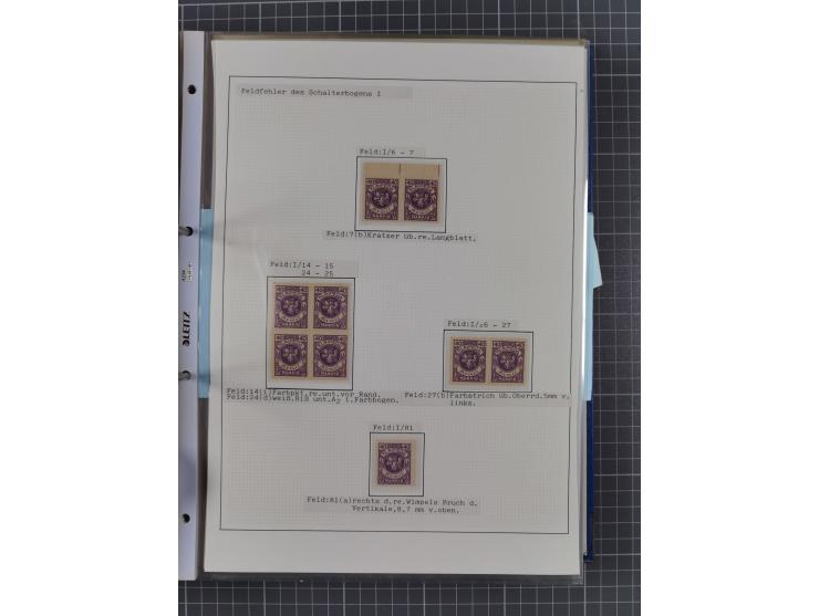 1922/23, interessante, ungebraucht/postfrische und gestempelte Spezial-Sammlung ex Mi.-Nr. 73-181 mit Einheiten, Randstücken,