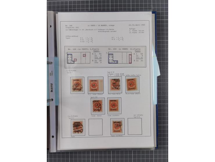 1922/23, interessante, ungebraucht/postfrische und gestempelte Spezial-Sammlung ex Mi.-Nr. 73-181 mit Einheiten, Randstücken,