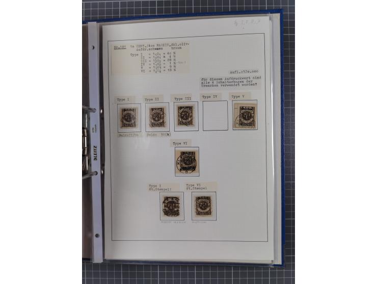 1922/23, interessante, ungebraucht/postfrische und gestempelte Spezial-Sammlung ex Mi.-Nr. 73-181 mit Einheiten, Randstücken,