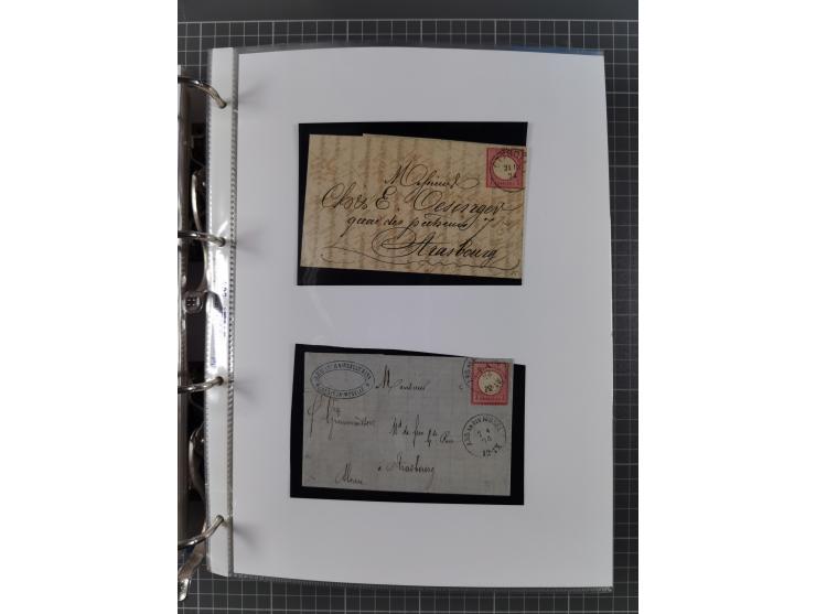 1872/74, interessante Sammlung mit ca. 100 Briefen und Karten sowie zwei Briefstücken mit meist klaren Stempeln, dabei Einzel