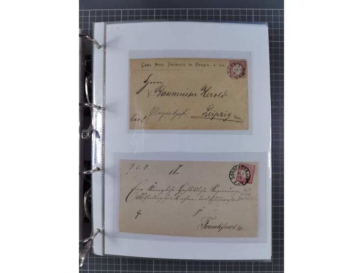 1872/74, interessante Sammlung mit ca. 100 Briefen und Karten sowie zwei Briefstücken mit meist klaren Stempeln, dabei Einzel