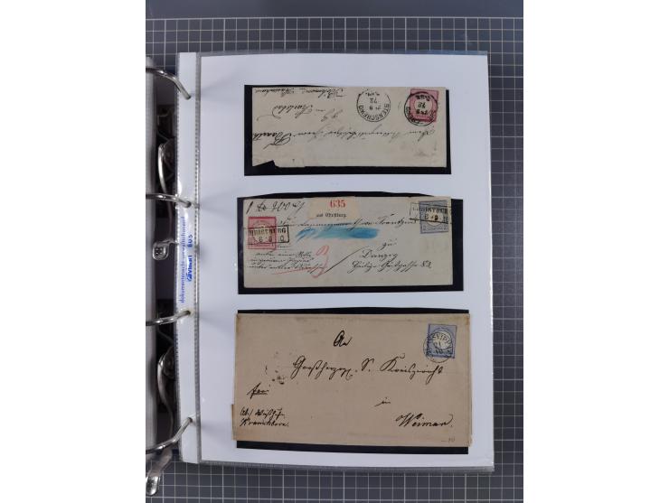 1872/74, interessante Sammlung mit ca. 100 Briefen und Karten sowie zwei Briefstücken mit meist klaren Stempeln, dabei Einzel