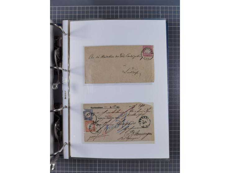 1872/74, interessante Sammlung mit ca. 100 Briefen und Karten sowie zwei Briefstücken mit meist klaren Stempeln, dabei Einzel