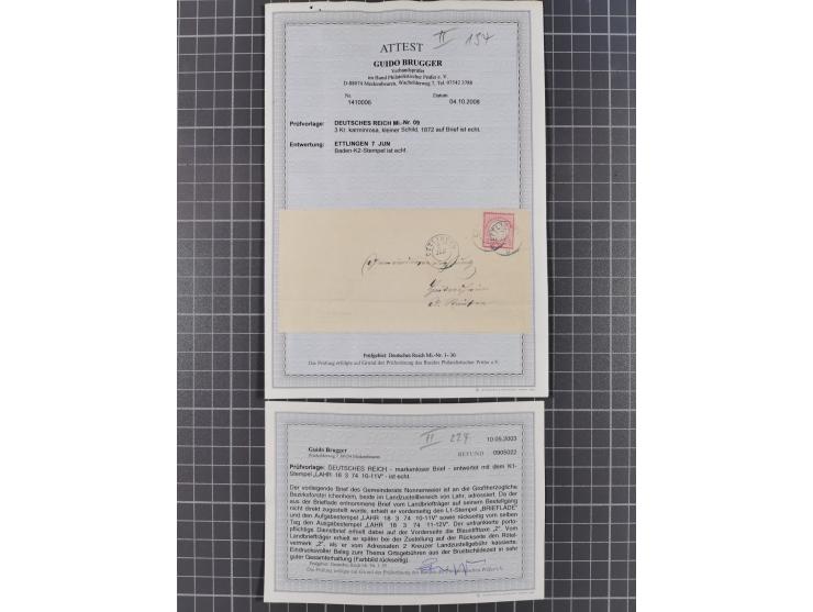 1872/74, sechs markenlose Briefe in besseren Verwendungen, dabei zwei Briefe mit Franco-Stempeln von Schwerin und Stettin, zw