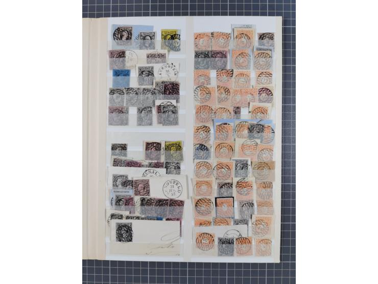 ANNABERG bis ZWICKAU, Sammlung der Nummern- und Ort Stempel auf rund 350 Marken und Briefstücken, meist sehr schöne Abschläge