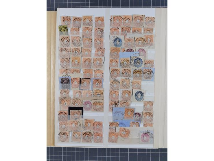 ANNABERG bis ZWICKAU, Sammlung der Nummern- und Ort Stempel auf rund 350 Marken und Briefstücken, meist sehr schöne Abschläge