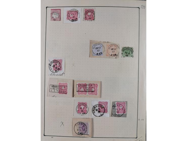 ANNABERG bis ZWICKAU, Sammlung der Nummern- und Ortsstempel, nachverwendet auf über 500 Marken und Briefstücken NDP und Dt. R