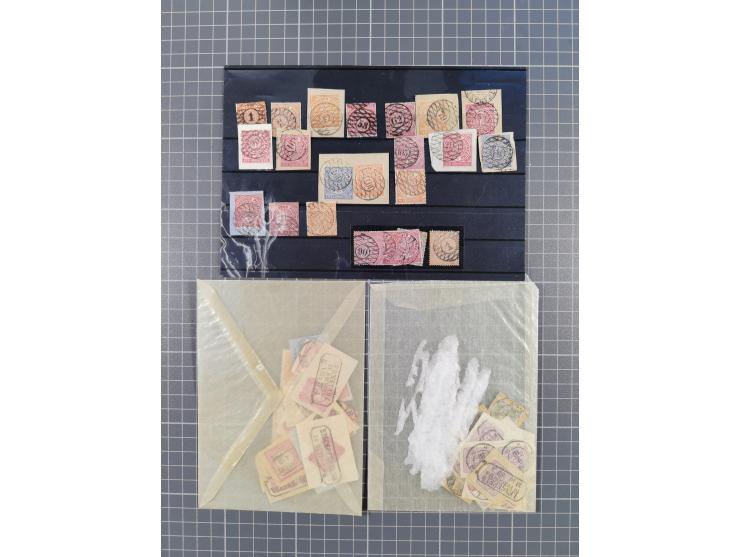 ANNABERG bis ZWICKAU, Sammlung der Nummern- und Ortsstempel, nachverwendet auf über 500 Marken und Briefstücken NDP und Dt. R