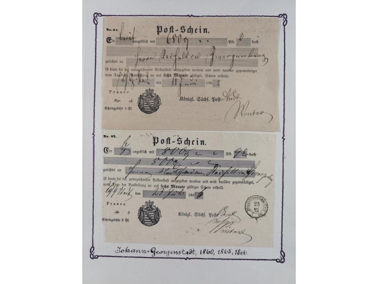 1740/1867 (ca.), rund 110 Postscheine, dabei Ortsdrucke, Stücke mit Stempeln,etc., aus altem Bestand