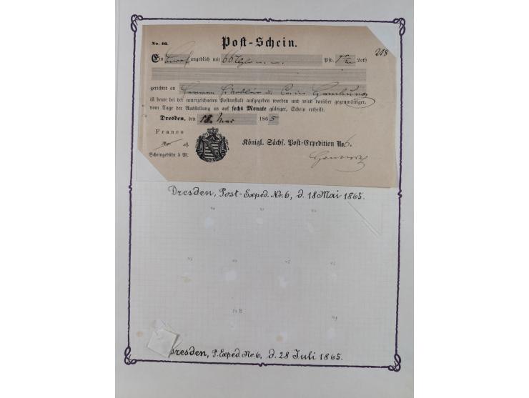 1740/1867 (ca.), rund 110 Postscheine, dabei Ortsdrucke, Stücke mit Stempeln,etc., aus altem Bestand