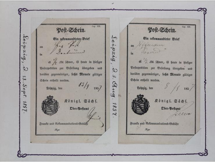 1740/1867 (ca.), rund 110 Postscheine, dabei Ortsdrucke, Stücke mit Stempeln,etc., aus altem Bestand