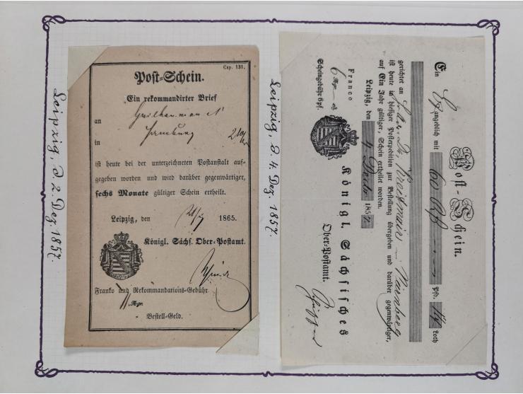 1740/1867 (ca.), rund 110 Postscheine, dabei Ortsdrucke, Stücke mit Stempeln,etc., aus altem Bestand