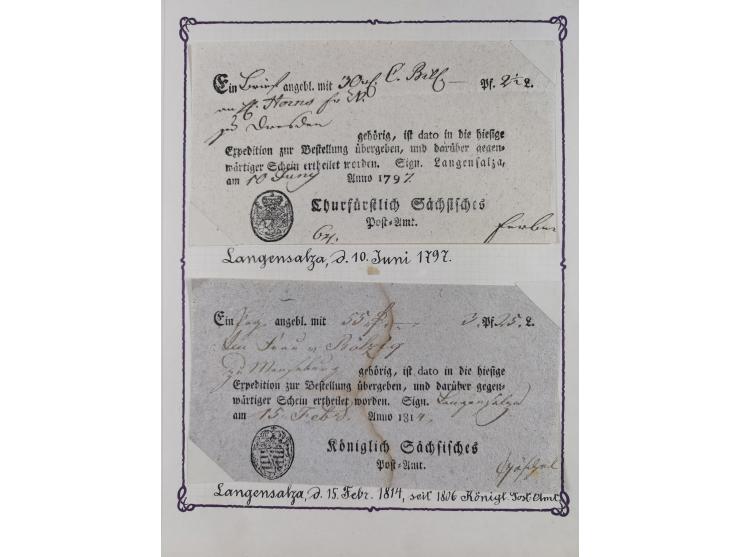 1740/1867 (ca.), rund 110 Postscheine, dabei Ortsdrucke, Stücke mit Stempeln,etc., aus altem Bestand