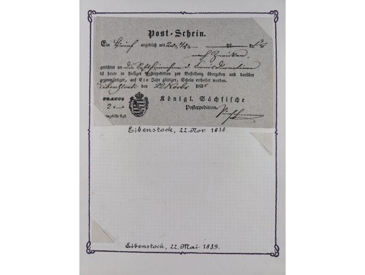 1740/1867 (ca.), rund 110 Postscheine, dabei Ortsdrucke, Stücke mit Stempeln,etc., aus altem Bestand