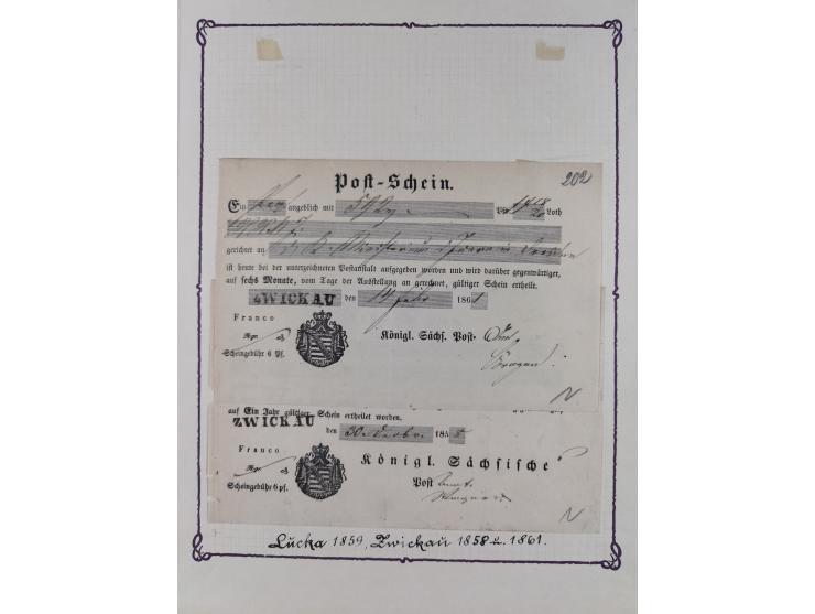 1740/1867 (ca.), rund 110 Postscheine, dabei Ortsdrucke, Stücke mit Stempeln,etc., aus altem Bestand
