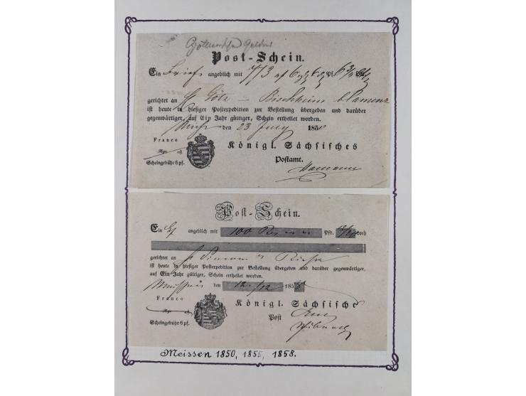 1740/1867 (ca.), rund 110 Postscheine, dabei Ortsdrucke, Stücke mit Stempeln,etc., aus altem Bestand