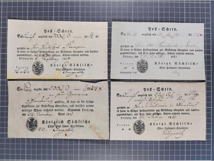 1740/1867 (ca.), rund 110 Postscheine, dabei Ortsdrucke, Stücke mit Stempeln,etc., aus altem Bestand