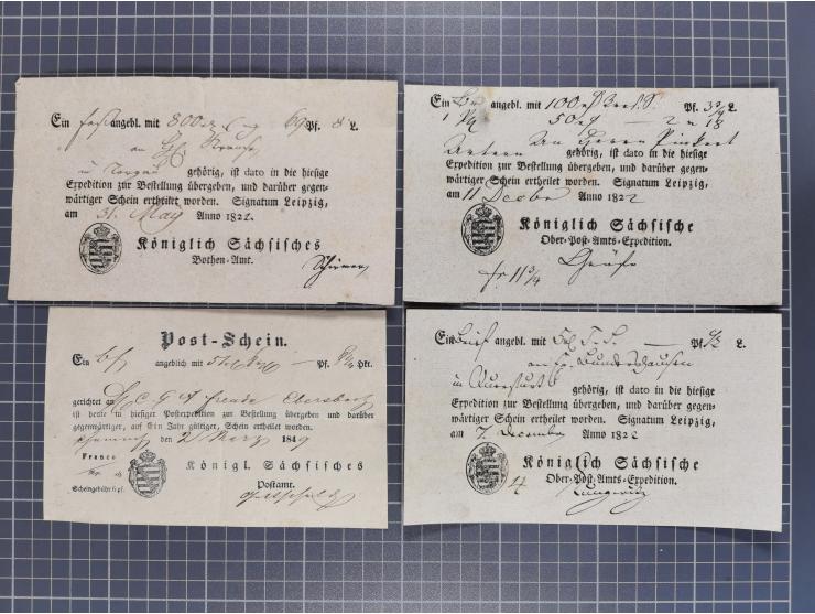 1740/1867 (ca.), rund 110 Postscheine, dabei Ortsdrucke, Stücke mit Stempeln,etc., aus altem Bestand