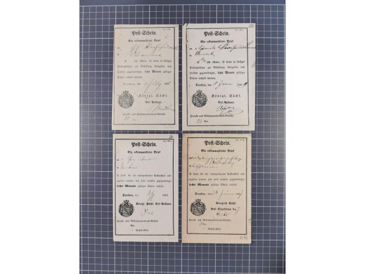 1740/1867 (ca.), rund 110 Postscheine, dabei Ortsdrucke, Stücke mit Stempeln,etc., aus altem Bestand