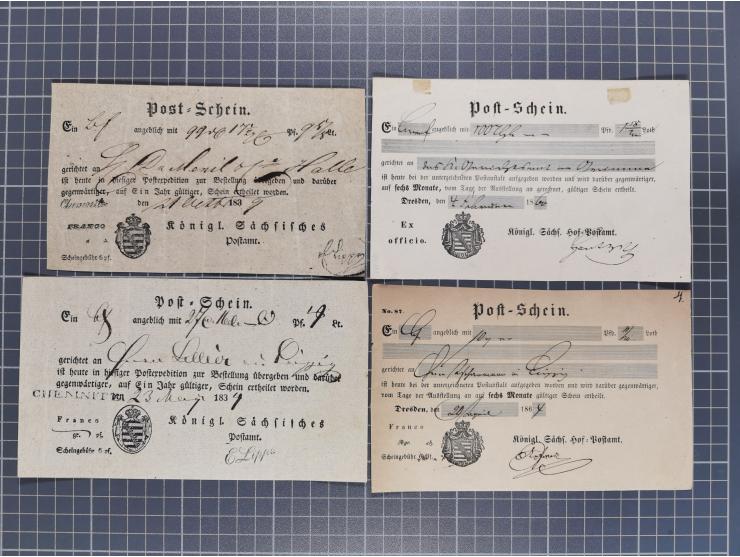 1740/1867 (ca.), rund 110 Postscheine, dabei Ortsdrucke, Stücke mit Stempeln,etc., aus altem Bestand