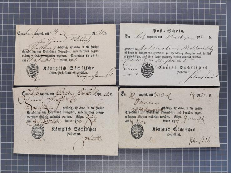 1740/1867 (ca.), rund 110 Postscheine, dabei Ortsdrucke, Stücke mit Stempeln,etc., aus altem Bestand