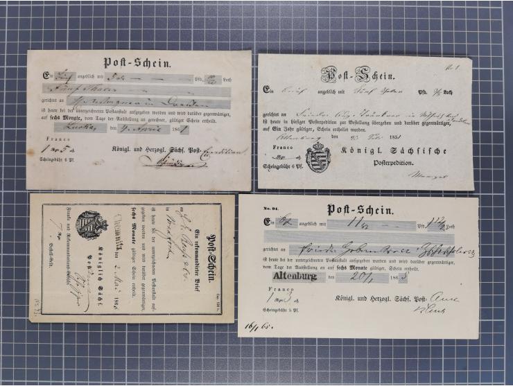1740/1867 (ca.), rund 110 Postscheine, dabei Ortsdrucke, Stücke mit Stempeln,etc., aus altem Bestand