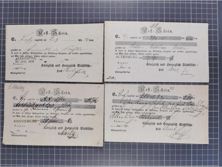 1740/1867 (ca.), rund 110 Postscheine, dabei Ortsdrucke, Stücke mit Stempeln,etc., aus altem Bestand