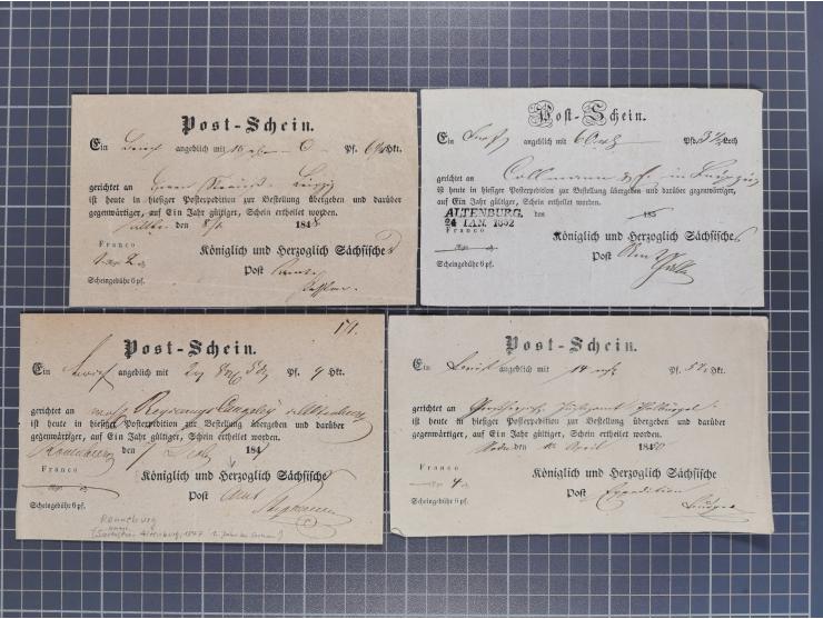 1740/1867 (ca.), rund 110 Postscheine, dabei Ortsdrucke, Stücke mit Stempeln,etc., aus altem Bestand