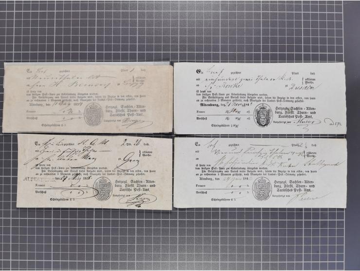 1740/1867 (ca.), rund 110 Postscheine, dabei Ortsdrucke, Stücke mit Stempeln,etc., aus altem Bestand