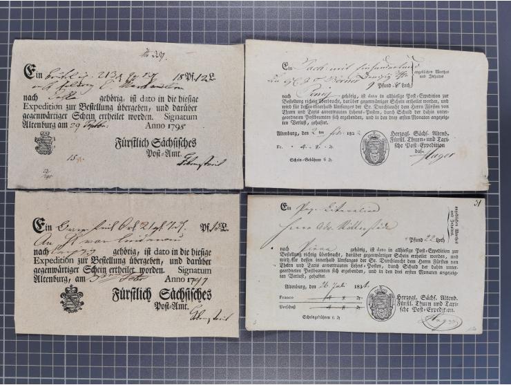 1740/1867 (ca.), rund 110 Postscheine, dabei Ortsdrucke, Stücke mit Stempeln,etc., aus altem Bestand