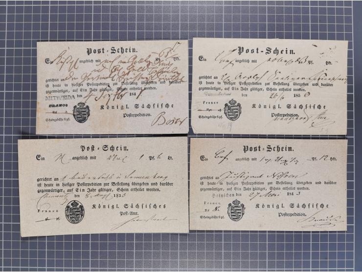 1740/1867 (ca.), rund 110 Postscheine, dabei Ortsdrucke, Stücke mit Stempeln,etc., aus altem Bestand